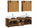Bathroom Furniture Set 5 pcs Old Wood Engineered Wood and Glass 3406813