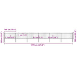 Garden Fence with Spear Top Steel 1070x100 cm Black 277616