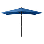 ZNTS Garden Parasol with LEDs and Steel Pole Azure Blue 2x3 m 313793