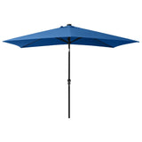 ZNTS Garden Parasol with LEDs and Steel Pole Azure Blue 2x3 m 313793