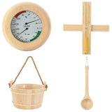 Sauna Accessory Set 4 pcs Brown Solid Pine Wood and Hemp 42023676