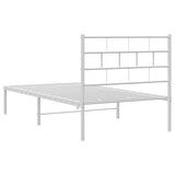 Metal Bed Frame without Mattress with Headboard White 75x190cm 355698