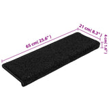 Stair Mats 15 pcs 65x21x4 cm Black Rectangular Edge 134576