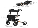 4 Wheel Rollator with Seat and Back, Folding Mobility Walker with Carry Bag, Adjustable Height, Dual T3398P343292