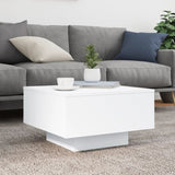 ZNTS Coffee Table with LED Lights White 55x55x31 cm 836574