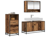 Bathroom Furniture Set with Door 3 pcs Old Wood Engineered Wood 3402408