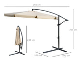 2.7m Cantilever Parasol Banana Sun Umbrella with Crank Handle and Cross Base for Outdoor Hanging Sun T3398P319938