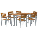 Garden Dining Set 7 pcs Grey and brown Solid acacia wood 3284346