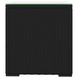 ZNTS Side Table Black 40x37x40.5 cm Poly Rattan and Tempered Glass 319388