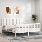 Bed Frame without Mattress White King Size Solid Wood Pine 3192237