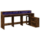 Desk with LED Lights Smoked Oak 200x104x91 cm Engineered Wood 3309469