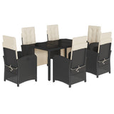 7 Piece Garden Dining Set with Cushions Black Poly Rattan 3212453