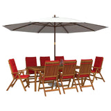 9-Piece Garden Dining Set Natural Solid Acacia Wood 3434588