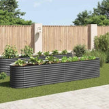 Garden Raised Bed 400x80x81 cm Galvanised Steel Grey 45521