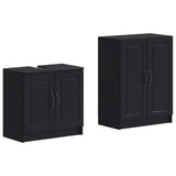 2 Piece Bathroom Cabinet Set UTRECHT Black Engineered Wood 3417649