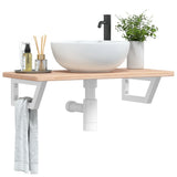 Basin Shelf Wall Mounted Steel and Solid Wood Oak 3302330