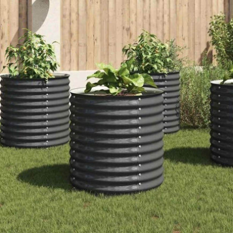 Garden Raised Bed 80x80x81 cm Galvanised Steel Grey 45525