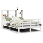 ZNTS Bookcase Bed without Mattress White 140x190cm Solid Wood Pine 3322750