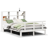 ZNTS Bookcase Bed without Mattress White 140x190cm Solid Wood Pine 3322750