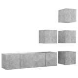 6 Piece TV Cabinet Set Concrete Grey Engineered Wood 3079140
