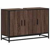 Bathroom Sink Cabinet Brown Oak 90x33x60 cm Engineered Wood 849273