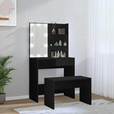 Dressing Table Set with LED Black Engineered Wood 3114108