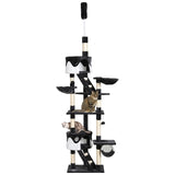 Floor-to-Ceiling Cat Tree for Indoor Cats, 240-260cm Adjustable Cat Tree - White T3398P347599
