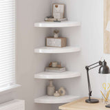 Floating Corner Shelves 4 pcs High Gloss White 35x35x3.8 cm MDF 323909