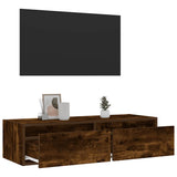TV Cabinet with LED Lights Smoked Oak 100X35.5x25 cm 860242