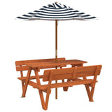Picnic Table for 4 Kids with Umbrella Solid Wood Fir 3281620