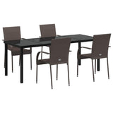 Garden Dining Set 5 pcs Brown Powder-Coated Steel 3379400