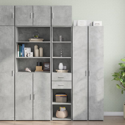 Slim Storage Cabinet Concrete Grey 40x42.5x225 cm Engineered Wood 3281283