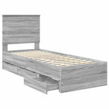 Bed Frame with Drawer Grey Sonoma 75 x 190 cm Engineer Wood 3411171