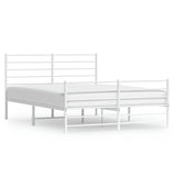 Metal Bed Frame without Mattress with Footboard White 150x200cm 352388