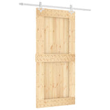 Sliding Door with Hardware Set 95x210 cm Solid Wood Pine 3203189