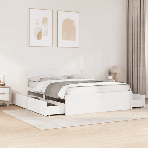 Bed Frame without Mattress White 160x200 cm Solid Wood Pine 3282343
