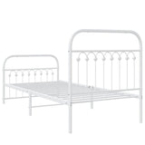 Metal Bed Frame without Mattress with Footboard White 90x200cm 376660