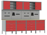 Work Cabinet with Drawer 10 pcs Red Engineered Wood and Steel 3321491