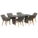 Garden Dining Set with Cushion 7 pcs Grey Poly Rattan 3261625