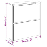 Shoe Cabinet with Mirror 2-Layer Concrete Grey 63x17x67 cm 342630