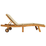 Sun Lounger Brown and Beige Polyester 42032686