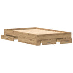 Bed Frame with Drawers Artisan oak 120 x 190 cm Engineered wood 3333979