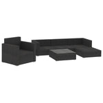 6 Piece Garden Lounge Set with Cushions Poly Rattan Black 46745