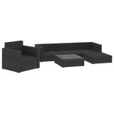 6 Piece Garden Lounge Set with Cushions Poly Rattan Black 46745
