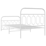 Metal Bed Frame without Mattress with Footboard White 100x190cm 377178