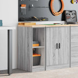 Garage Storage Cabinet Grey Sonoma 30x51x85 cm Solid Wood Pine 860531