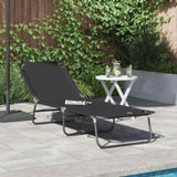 Folding Sun Lounger Folding Black 188 x 57 x 86.5 cm Polyester 42003141