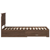 Bed Frame Brown Oak and Silver 75 x 190 cm Engineered Wood 3409718