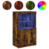 Sideboard with LED Lights Smoked Oak 60.5x37x100 cm 836669