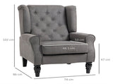 Retro Accent Chair, Linen Wingback Armchair with Wood Frame Button Tufted Design for Living Room T3398P343491
